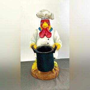 Vintage Rooster Chef Kitchen Utensil Holder